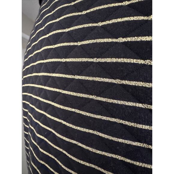 Quilted Puffer Vest Women’s Sz L Striped Black Gold Mock Neck Reversible - Picture 11 of 14